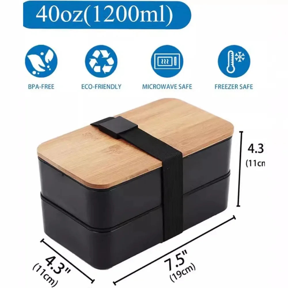 1200ml Japanese Bento Box | Double Layer Divided Lunch Container