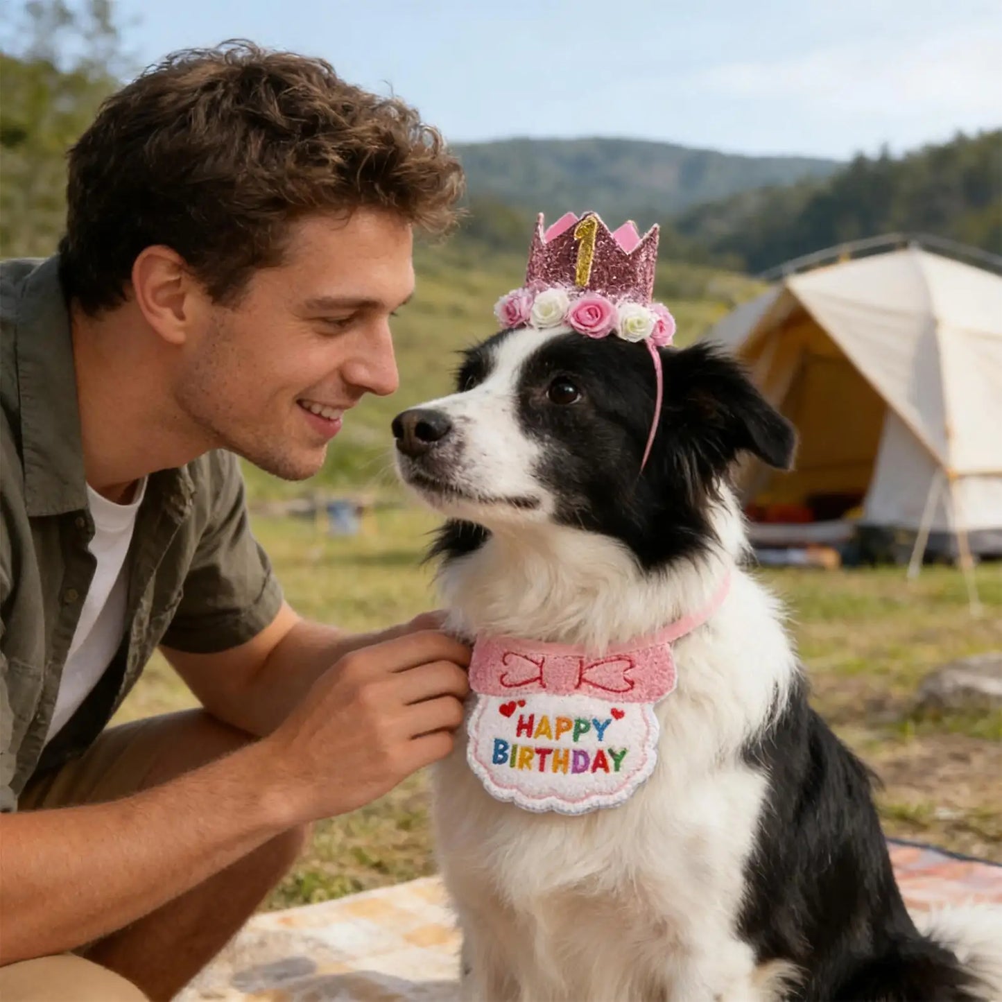 Dog Birthday Party Decorations Adjustable Bib Collar Scarf Hat With Number Puppy Birthday Party Decorations For Pet Adoption Peaceful Pleasures Health and Wellness