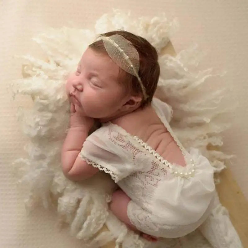 Newborn Baby Photography Props Lace Romper & Headband Set