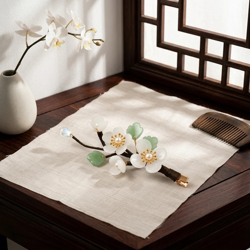 Vintage Hairpin With Gradient Glass Flower Design For Hanfu Enthusiasts Peaceful Pleasures Health and Wellness