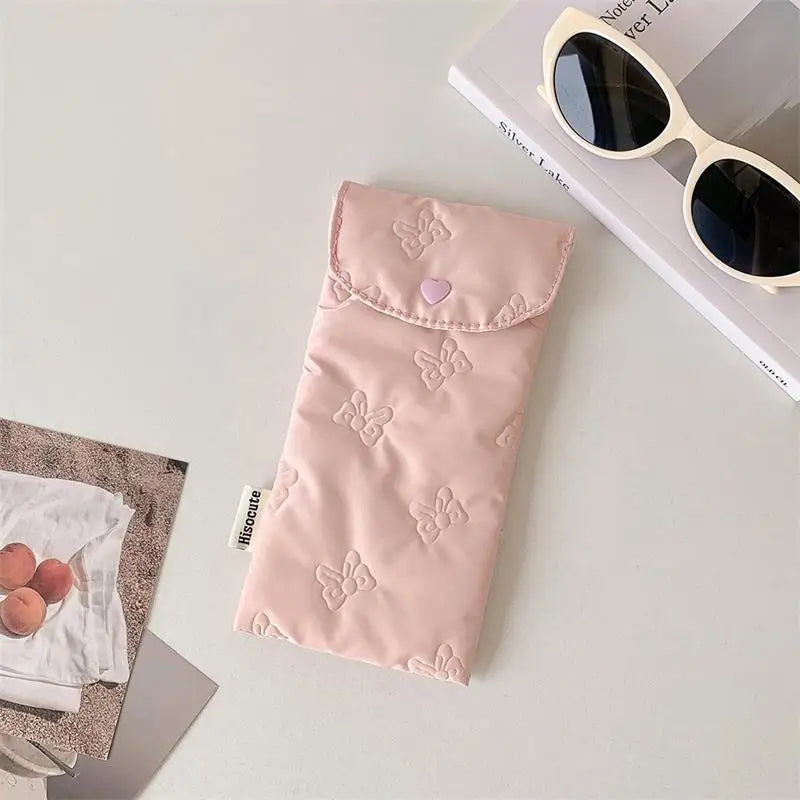 Bow Embossed Pencil Case – Pen & Sunglasses Storage Bag