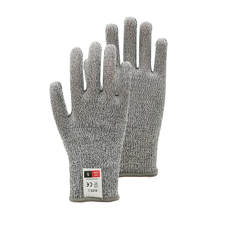 Grade 5 HPPE Cut-resistant Gloves Kitchen and Garden Protective Gloves Children's Woodworking and Carving Cut-resistant Gloves Peaceful Pleasures Health and Wellness Gray-Small code