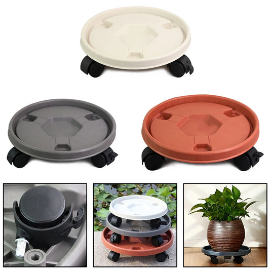 Plant Mover Wheels Movable Pot Holder Flower Base Round Plastic Peaceful Pleasures Health and Wellness