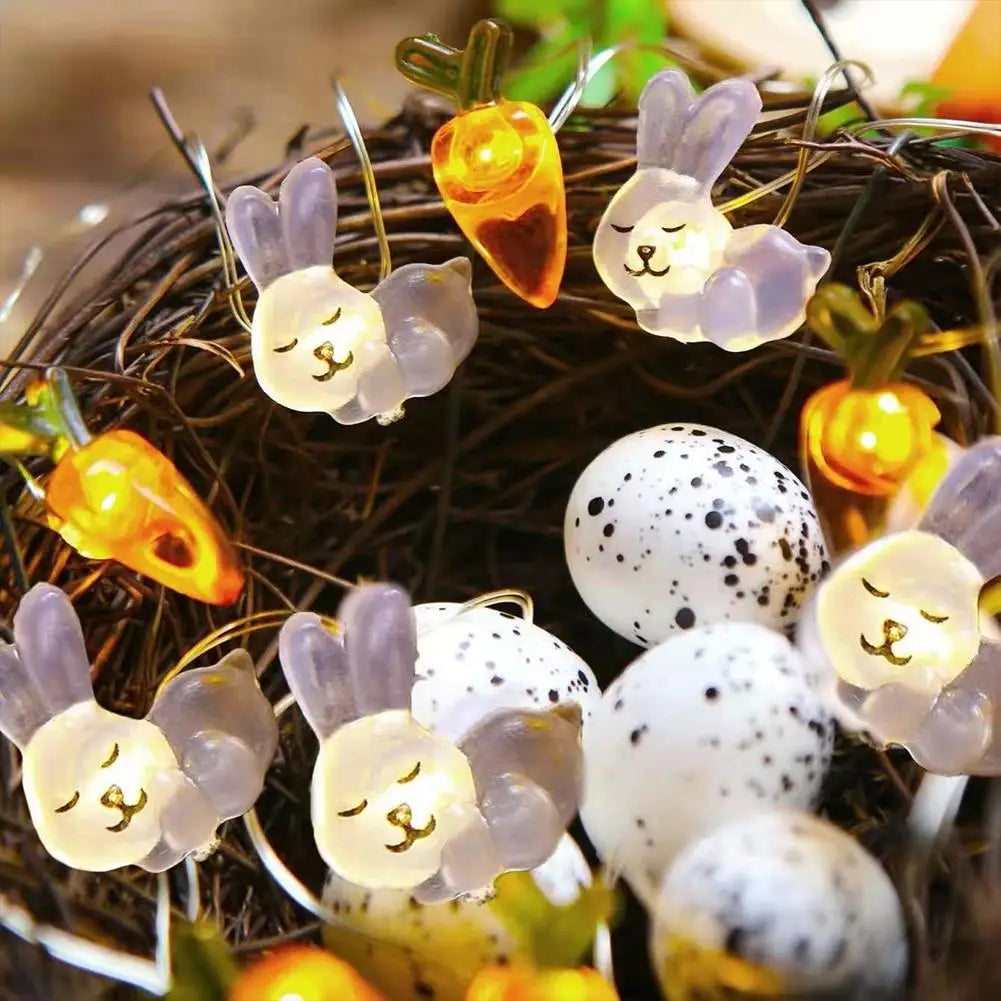 Easter LED String Lights 2M 20 LED Bunny Carrot Egg Décor