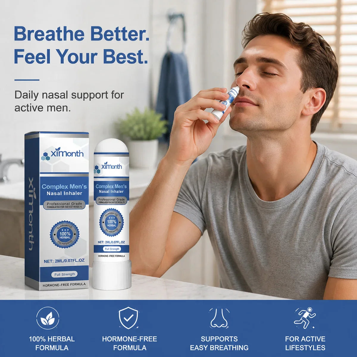 FEIMUKO Men's Herbal Nasal Inhaler Stick – Hormone-Free Daily