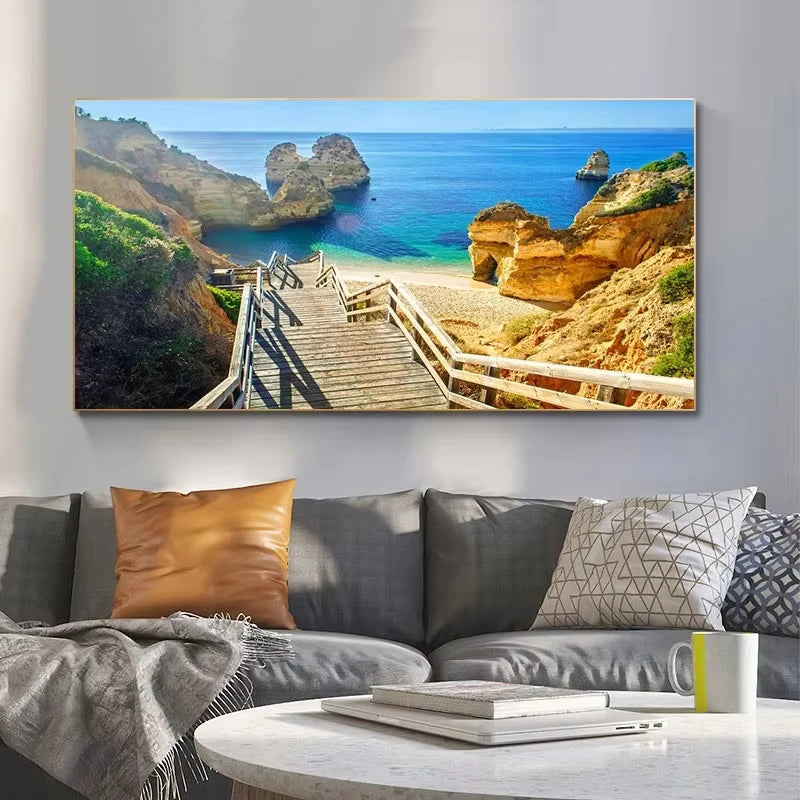 Nature Landscape Canvas Wall Art – Sunshine Forest Lake Print Landscape Canvas Print Peaceful Pleasures Health and Wellness ZLH2583 100x200cm No Frame