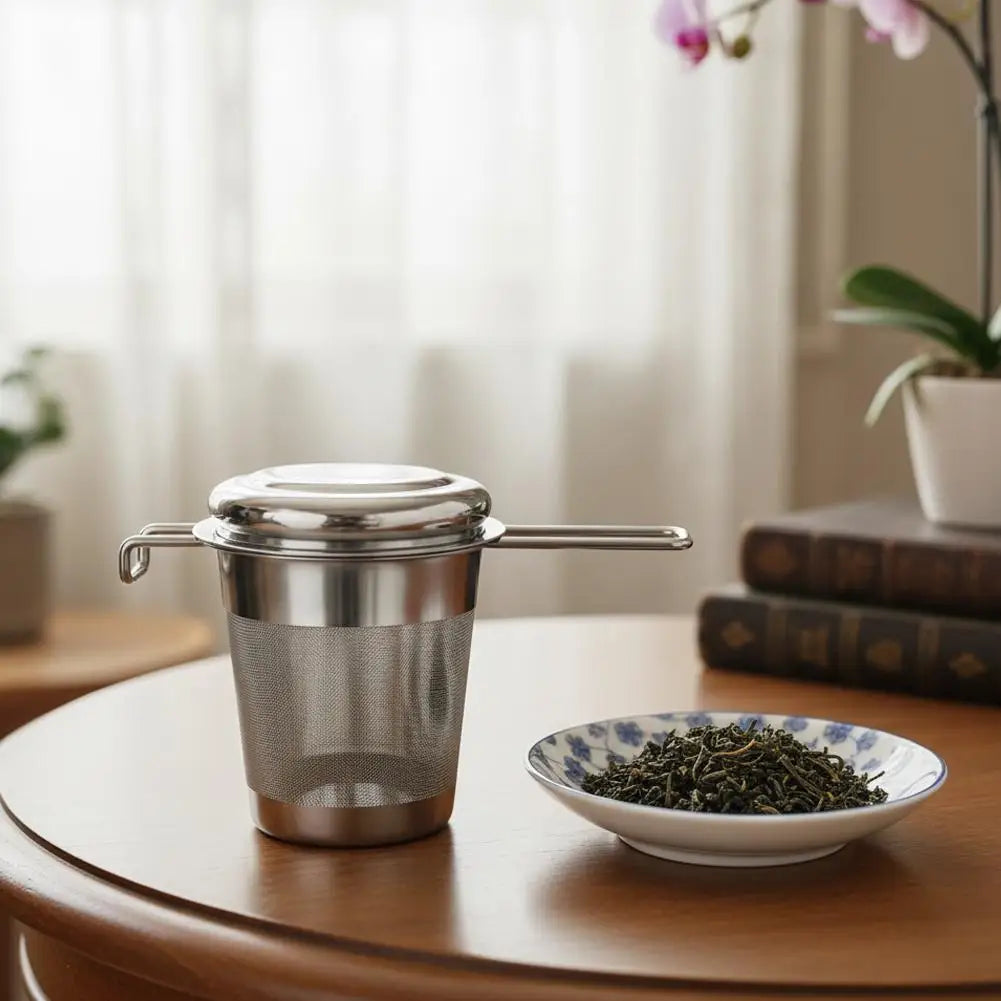 Stainless Steel Tea Infuser with Lid | Fine Mesh Loose Leaf