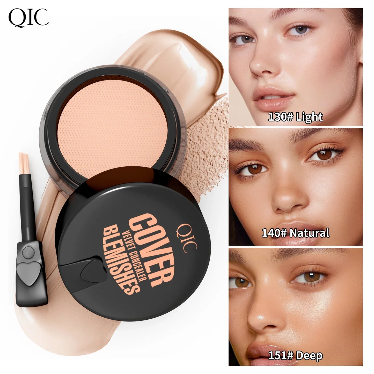 QIC Full Coverage Waterproof Concealer Cream – All Skin Types