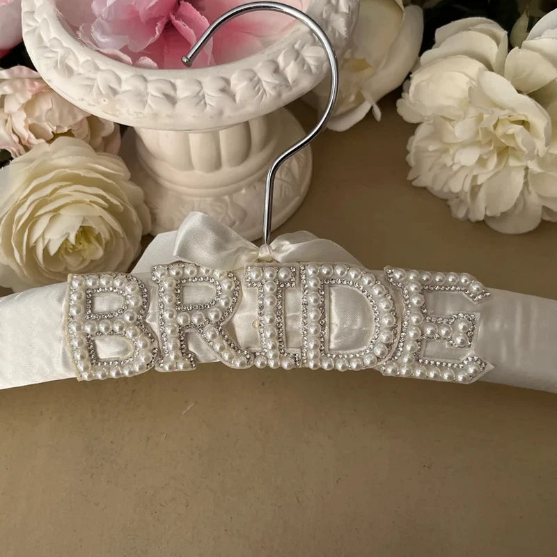 Bride Satin Pearl Hanger with Bow | Bridal Shower Wedding Gift