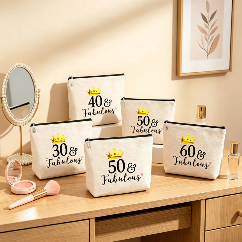 Birthday Makeup Bag 30 40 50 60 & Fabulous | Women's Gift