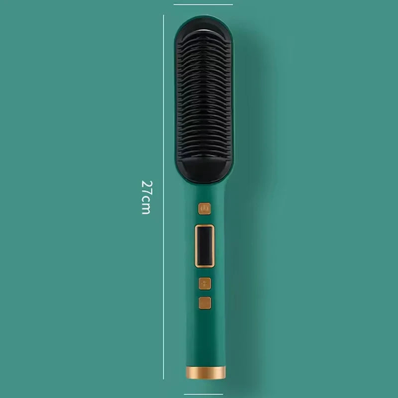 2-In-1 Electric Professional Negative Ion Straight Hair Brush Curling Comb With Lcd Display Curling Tool Straight Hair Brush Peaceful Pleasures Health and Wellness