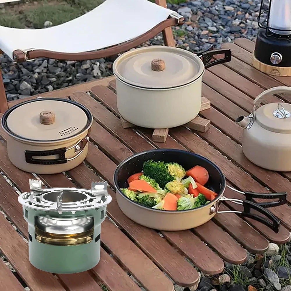 Mini Alcohol Stove Spirit Burner with Pot Stand, Portable Camping Stove,Outdoor Camping Burner for BBQ Cooking Picnic Peaceful Pleasures Health and Wellness