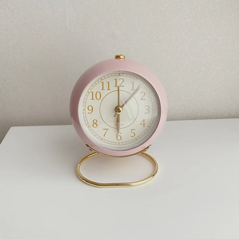 Nordic Style Alarm Clock Digital Quartz Clock Home Ornament Portable Mute Clocks with Metal Stand for Bedroom Decor Peaceful Pleasures Health and Wellness S1-4 Pink