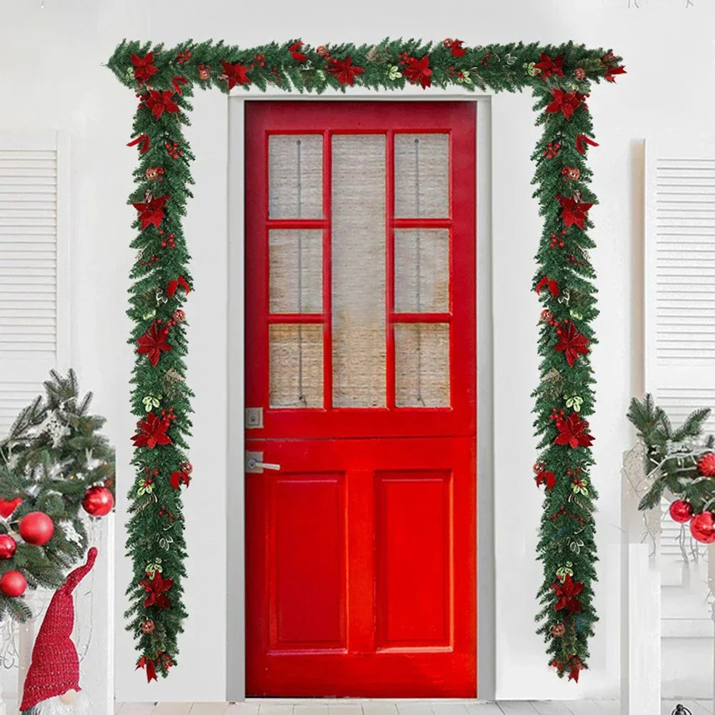 Christmas Poinsettia Garland | Red Flowers | 1.5m–2.7m