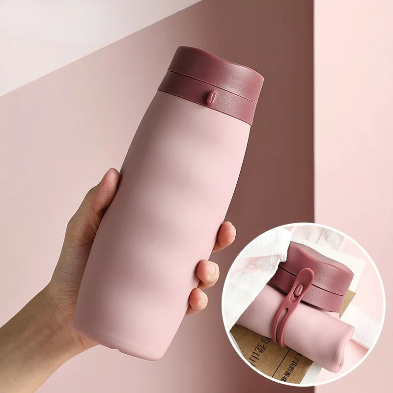 600ml Collapsible Silicone Water Bottle BPA Free Foldable Flask