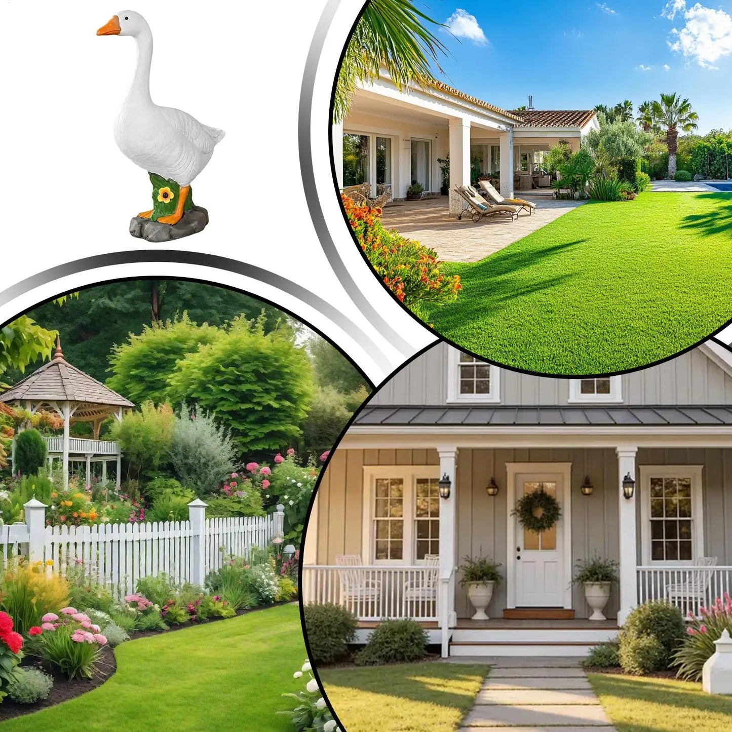 Outdoor Resin Goose Statue | Farmhouse Lawn Garden Ornament