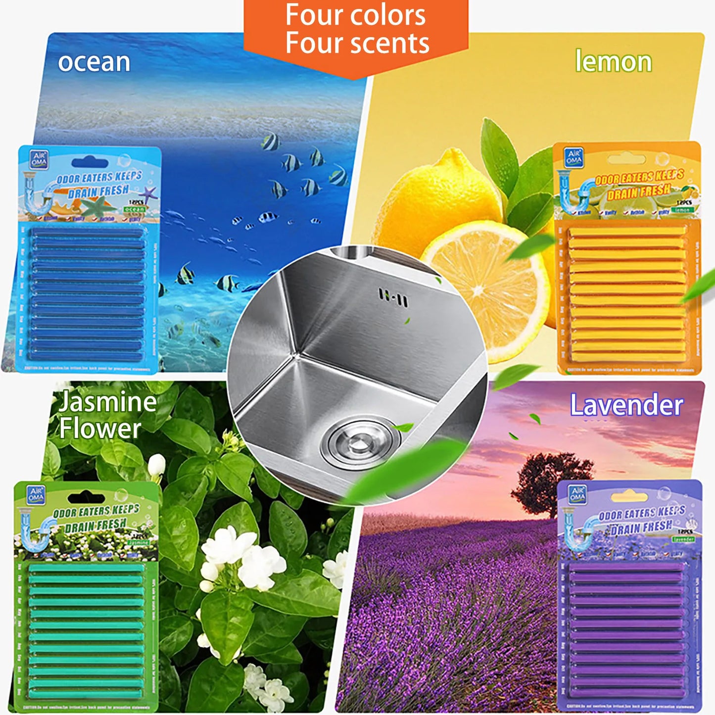 12Pc Solid Sani Sticks Oil Decontamination Kitchen Toilet Bathtub Cleaner Sewer Pipe Odor Clog Cleaning Rod Cleaning Tools Peaceful Pleasures Health and Wellness