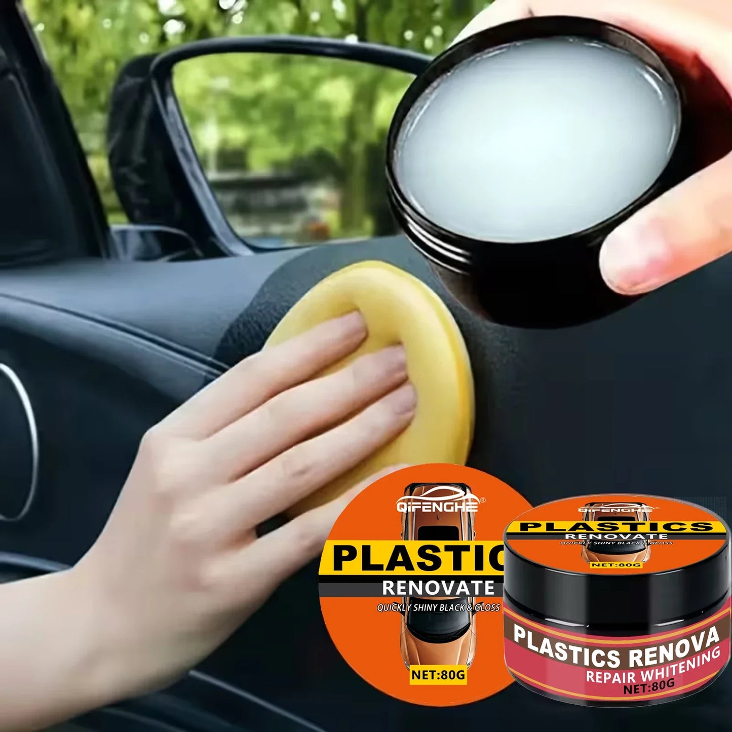 Car Plastic Restorer Cream – UV Protection & Black Trim Shine