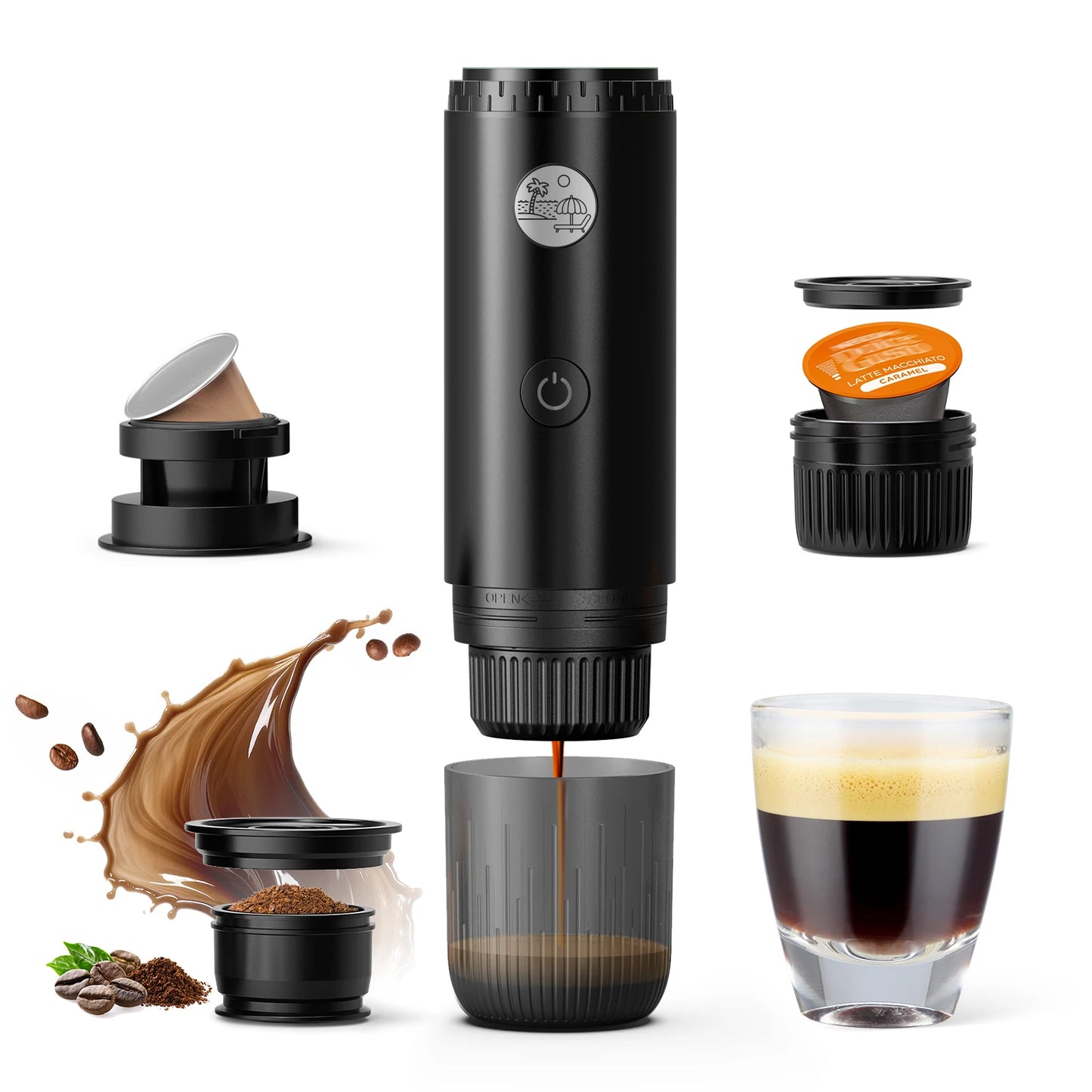 3-in-1 Portable Espresso Machine | USB-C Self-Heating Travel Coffee