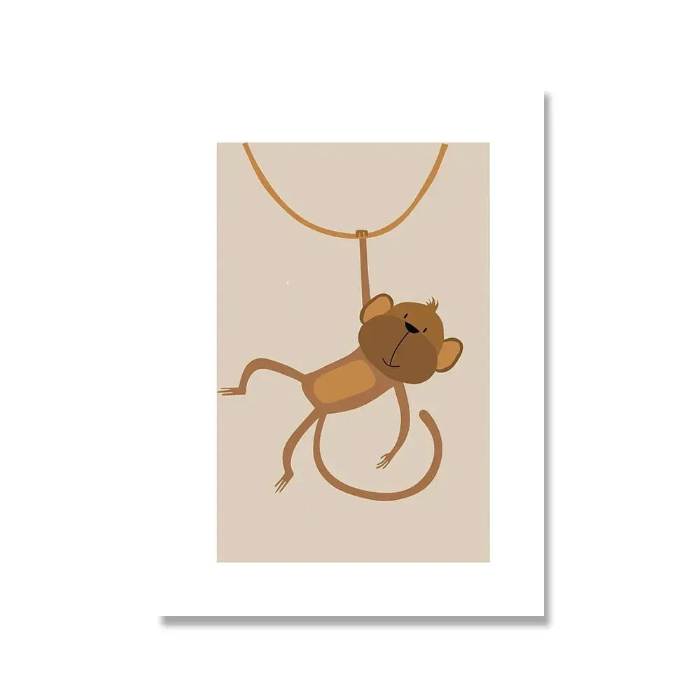 Nordic Cartoon Wildlife Canvas Wall Art | Kids Nursery Decor Canvas Wall Art Print Peaceful Pleasures Health and Wellness Picture 6 20x30cm Unframed