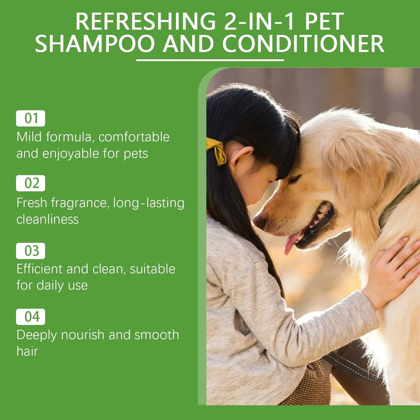 YEGBONG 2-in-1 Dog & Cat Shampoo Conditioner – Moisturizing