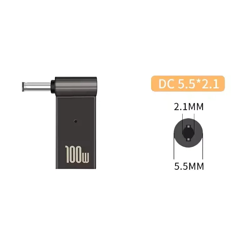 100W USB-C to DC Laptop Charger Adapter – Dell HP Asus Lenovo Peaceful Pleasures Health and Wellness 5.5-2.1mm