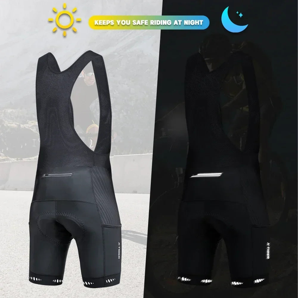 X-TIGER Men's 5D Padded Cycling Bib Shorts | 3 Pockets