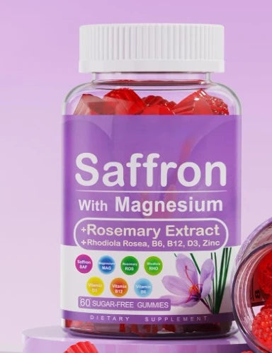 Saffron Gummies 4-Month Supply | Magnesium B6 B12 D3 Sugar-Free