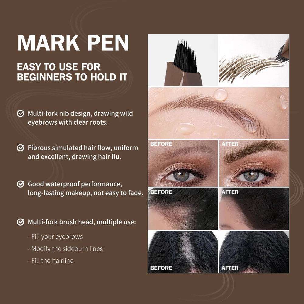 4D Microblading Eyebrow Pen With Forks Tip Long Lasting Waterproof Eyebrow Tattoo Pencil For Eyebrow Tattoo Makeup Peaceful Pleasures Health and Wellness