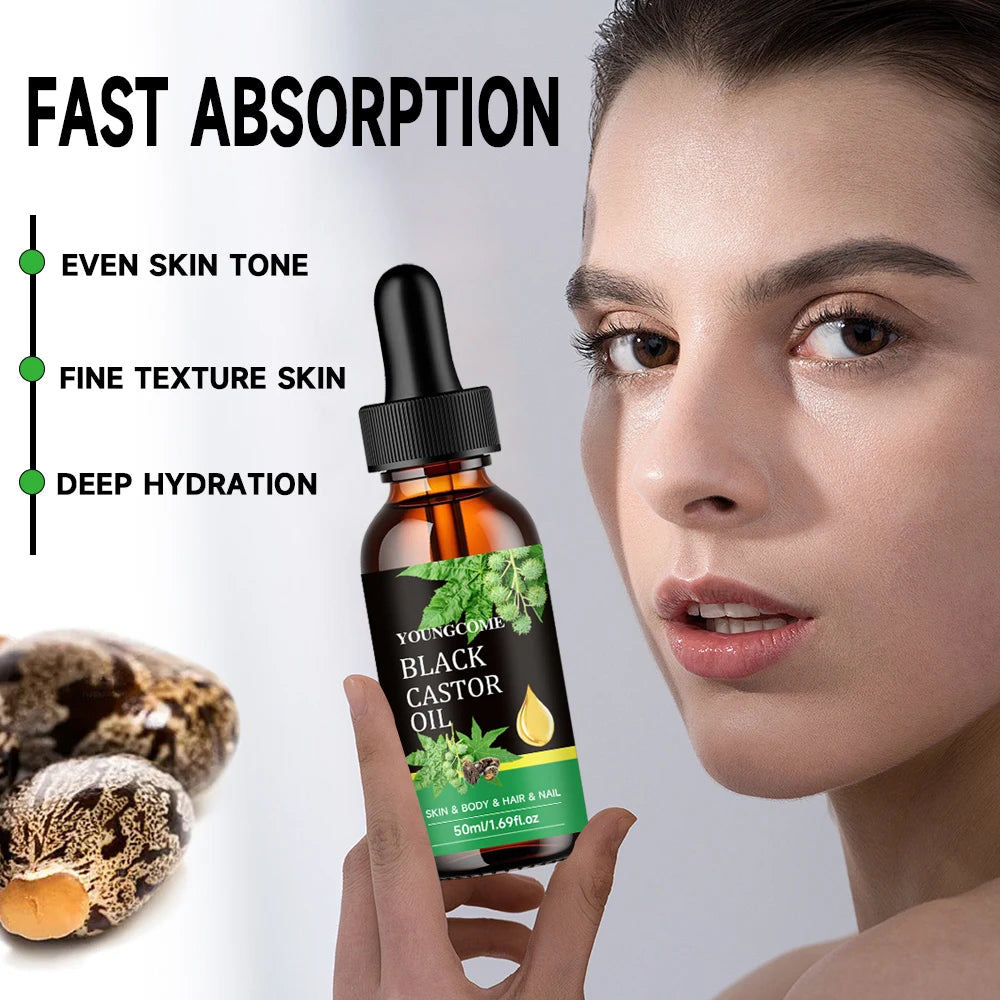Black Castor Oil Healthy Castor Oil Improves Hair Line Toughness Nourishes The Body Skin Hair Massage Moisturizing 30/60ml Peaceful Pleasures Health and Wellness