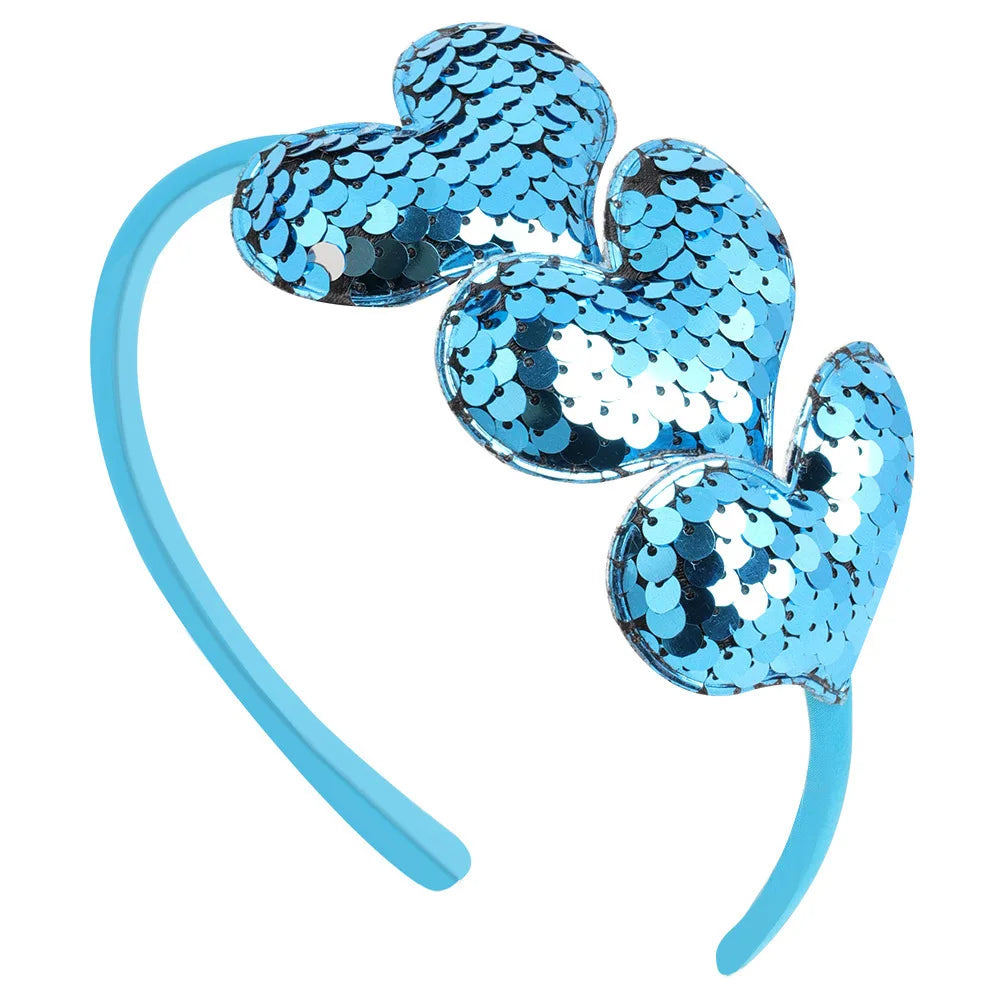Candy Color Heart Sequin Headband for Girls | Cute Hair Band