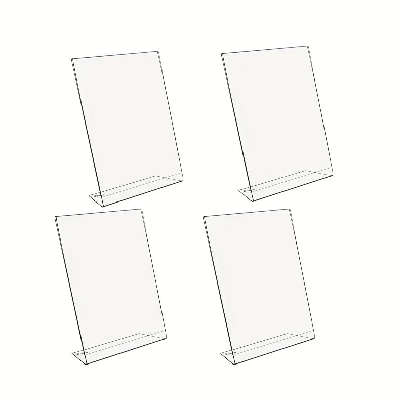 4-Pack Acrylic Sign Holder Vertical Display Stand for Office