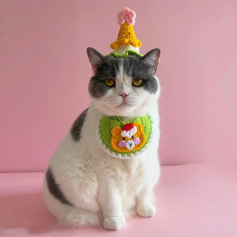 1pc Dog Birthday Hat Handmade Weaving Pet New Year Dress Up Cat Funny Character Hat Cute Peaceful Pleasures Health and Wellness