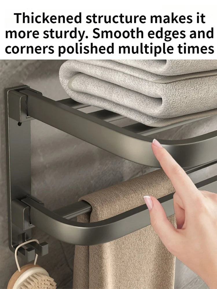 Wall Mounted Space Aluminum Towel Rack 50cm & 60cm | Grey/Black