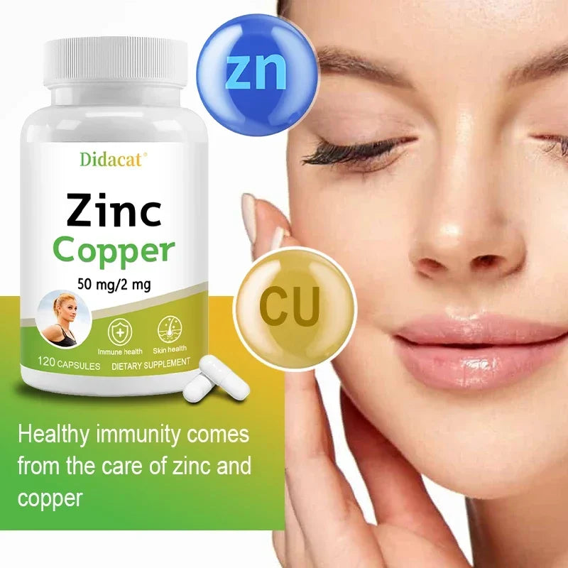 Zinc + Copper Capsules - Support Healthy Skin and Immune System, Increase Vitality, Skin Care Peaceful Pleasures Health and Wellness