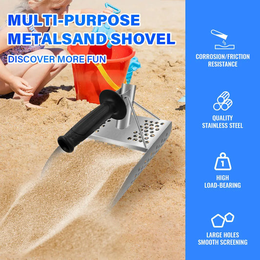 Protable Beach Sand Scoop Shovel Metal Detector Sand Scoops Treasure Detecting Metal Detector Hunting Stainless Steel Tool Hex Peaceful Pleasures Health and Wellness