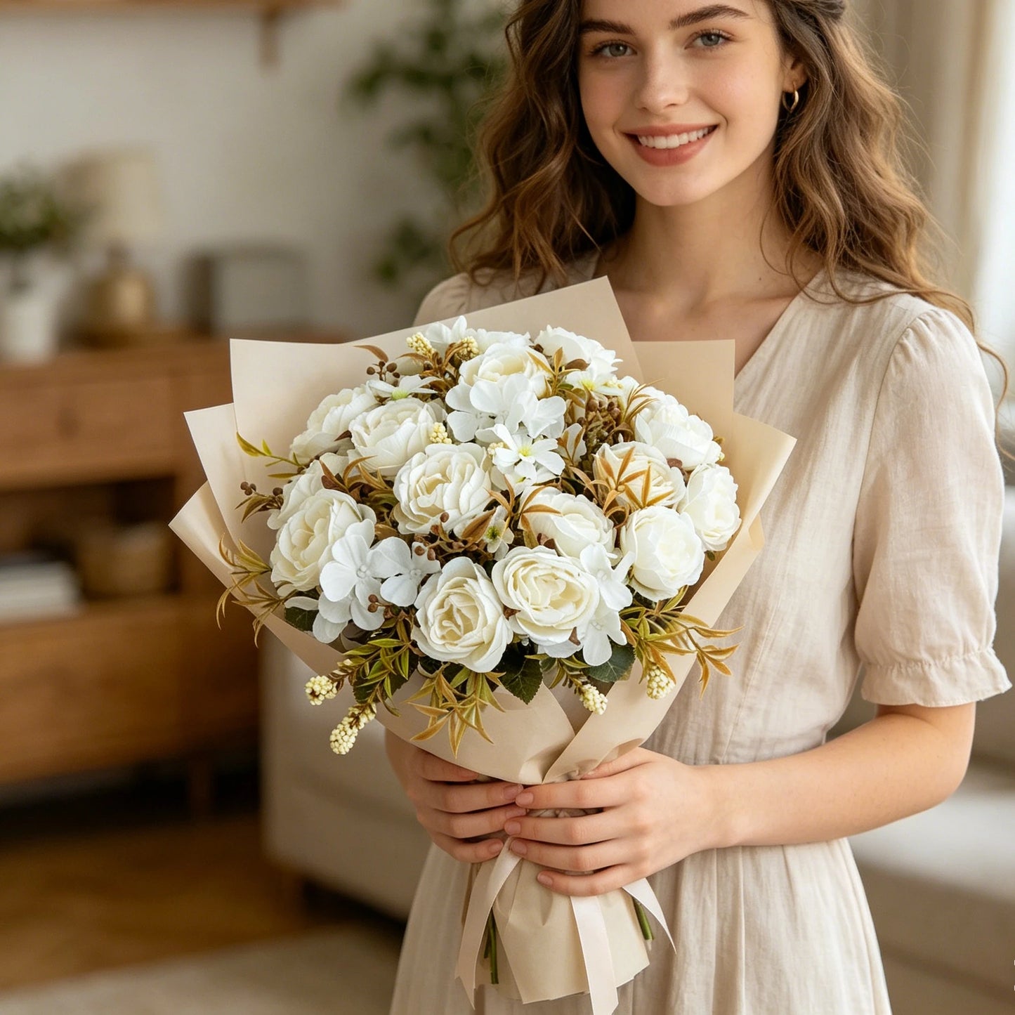 Artificial Silk Rose Peony Bouquet | Wedding & Home Decor