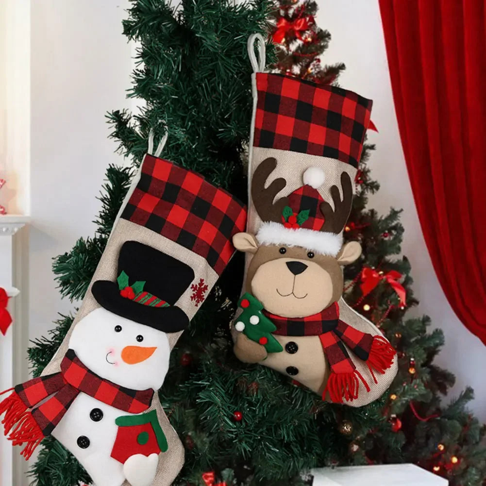 3D Plush Christmas Stockings – Santa, Snowman & Holiday Characters