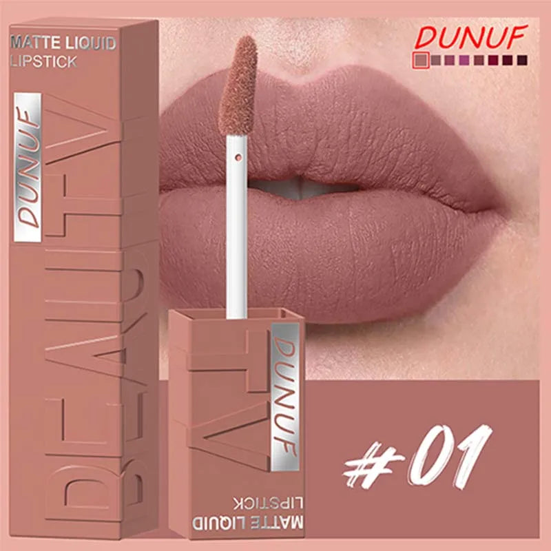 DUNUF Matte Velvet Liquid Lipstick – Long-Lasting Purple Lip Gloss