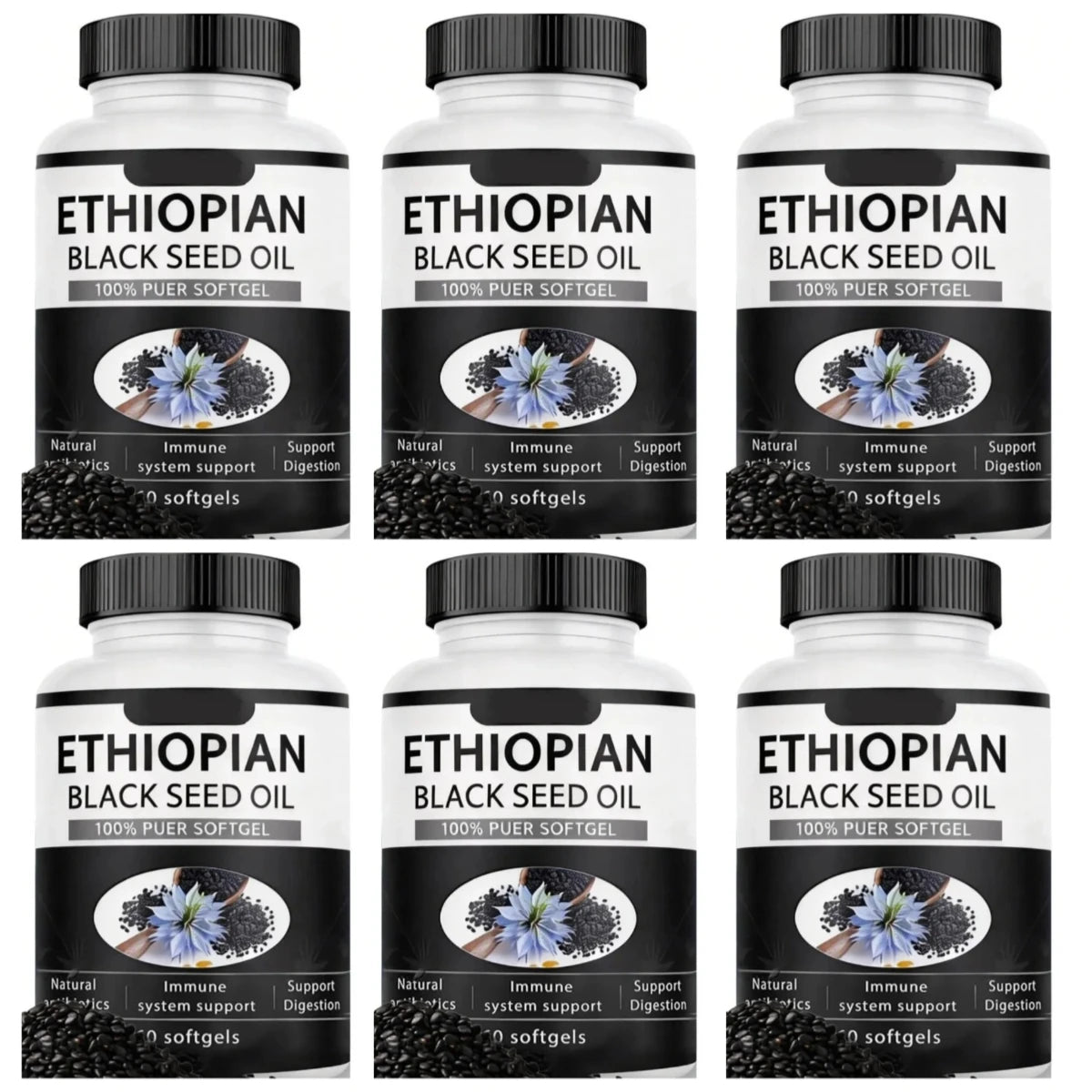 Black Seed Oil 800mg Capsules | 100% Ethiopian Pure | 60 Softgels