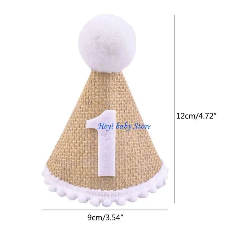 Baby Birthday Crown Hat 0–3Y | Linen Party Hat for Babies