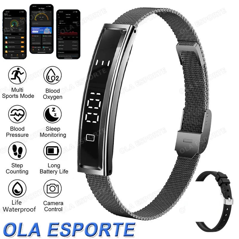 Health Smart Bracelet Men Women Fitness Sports Band Stress Test HRV Monitor Waterproof Pedometer Smart Watch for Android iOSMA27 Peaceful Pleasures Health and Wellness BkMilan