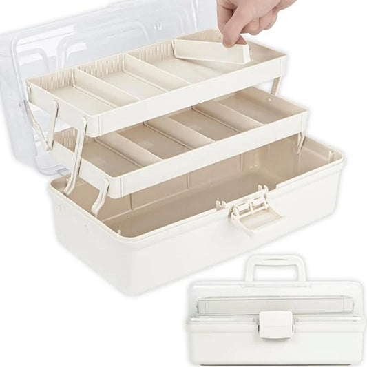 3-Layer Craft Organizer Box with Adjustable Dividers & Handle Craft Storage Organizer Peaceful Pleasures Health and Wellness