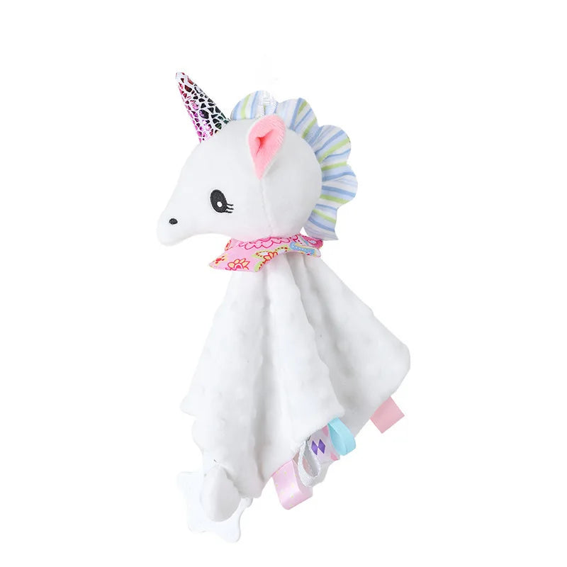 Elephant Baby Comforter Blanket Soft Appease Towel Baby Rattle Animals Toys Soothe Reassure Sleeping Towel Lathe HangingToddler Peaceful Pleasures Health and Wellness Unicorn-White