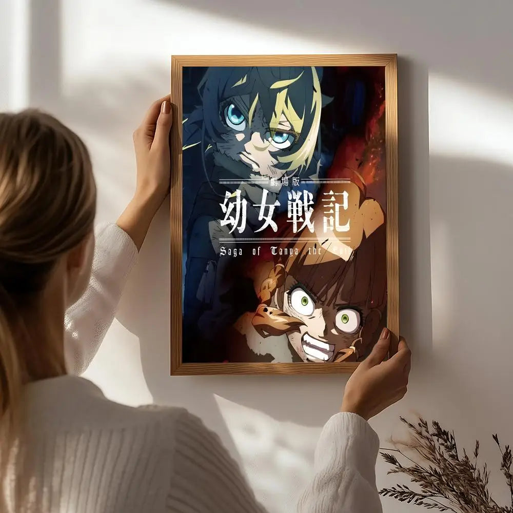 Anime S-Saga of Tanya the Evil Poster HD Self Adhesive Waterproof Wall Art Ideal for Home Office Dorm Bedroom Great Gift Peaceful Pleasures Health and Wellness White2 50X70cmNoframe