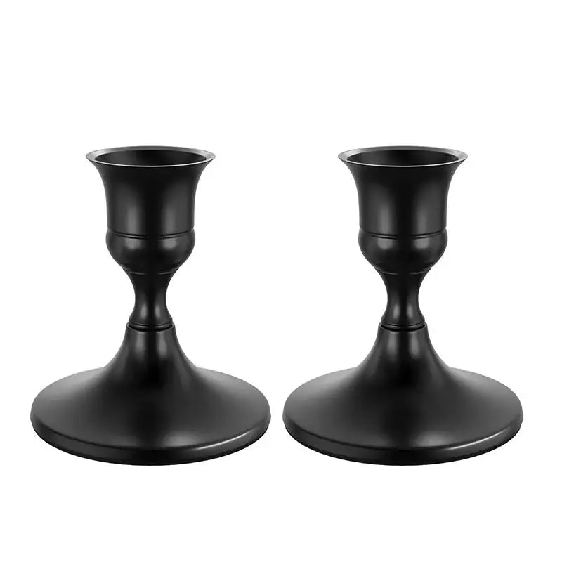 2Pcs/pack Decorative Tabletop Candle Holders Iron Candlelight Dinner Props Bar Party Candelabra Home Hotel Decoration 6.7*7.0cm Peaceful Pleasures Health and Wellness black