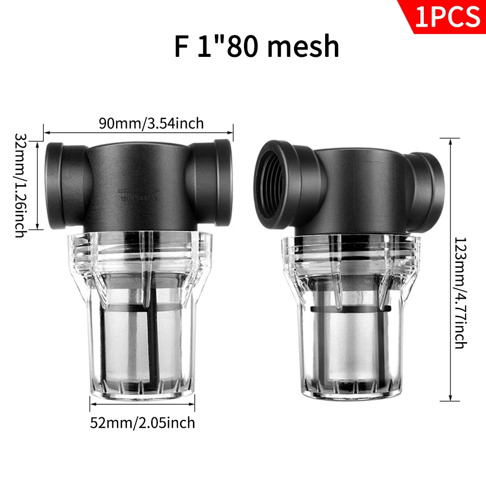 Garden Watering Filter 1/2'' 3/4'' 1'' Plastic Impurity Prefilter Aquaculture Household Water Pipe Filter Irrigation System Peaceful Pleasures Health and Wellness F 1 inch 80mesh