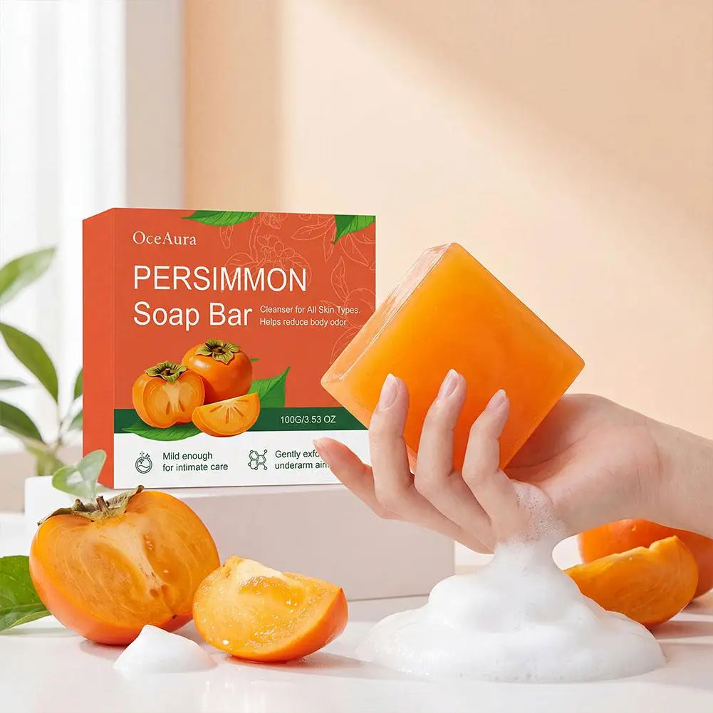 Persimmon Soap Bar for Body Odor Removal, Handmade Persimmon Green Tea Soap for Face and Body Wash Gentle Deodorant Bar Peaceful Pleasures Health and Wellness