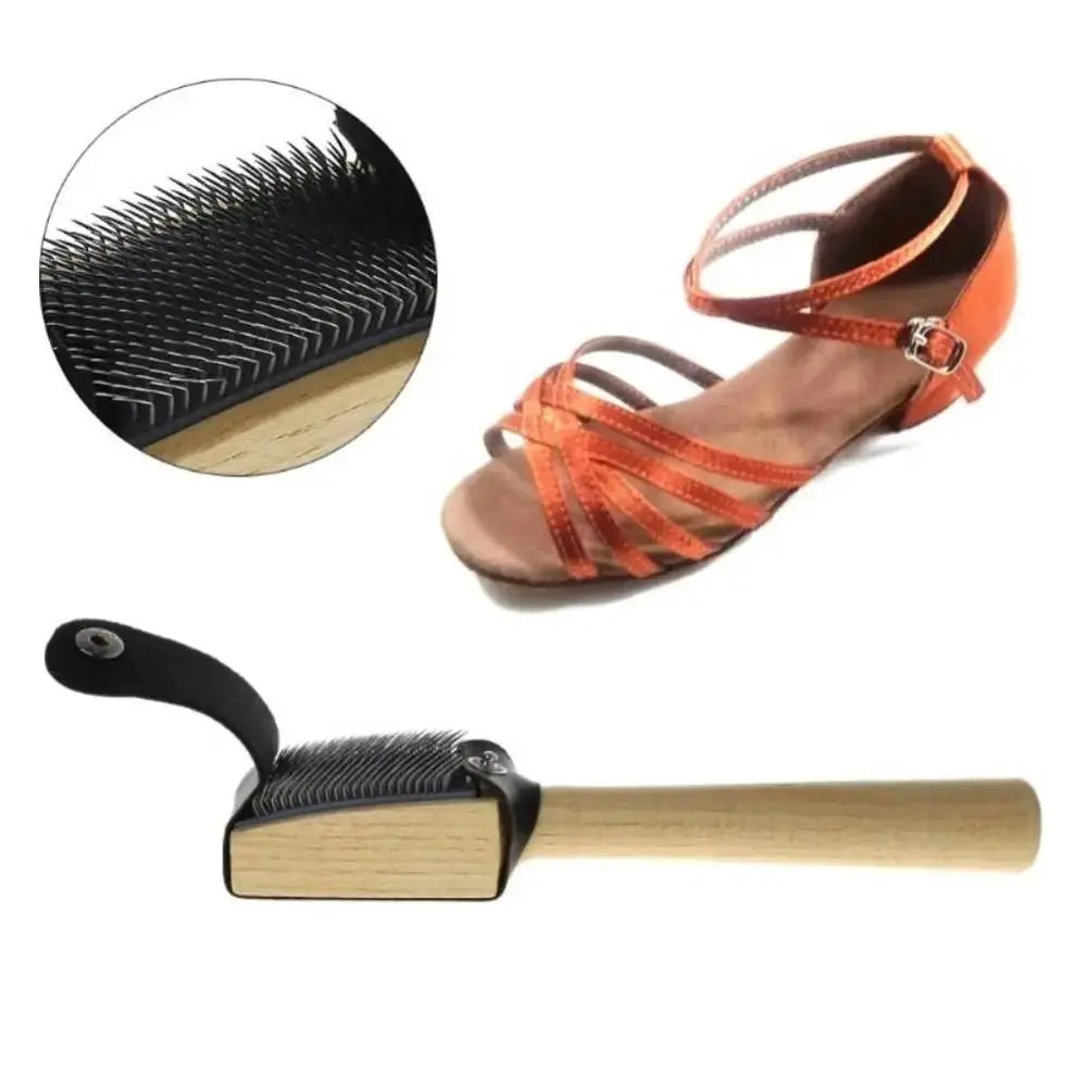 Suede Sole Wire Shoe Brush | Dance Shoe Cleaner Wood Handle