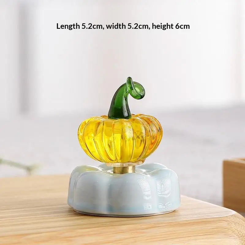 Glazed Teapot Ornament | Whimsical Tabletop Decor Spinning Base
